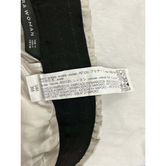 Zara Women's  Wide Leg Cropped Pants Medium Cream High Waist Casual Trousers NWT - Picture 14 of 16
